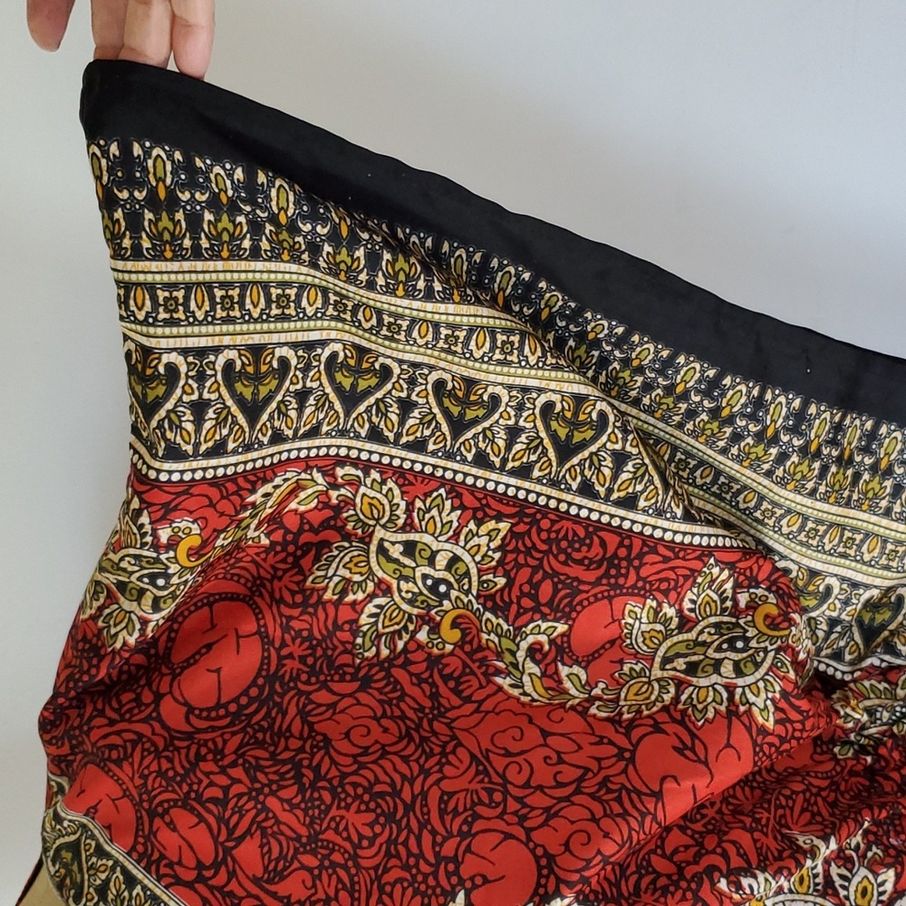 Cute Options Kaftan OS Drawstring Maxi Dress Paisley Boho Cover-up Red One Size - Picture 8 of 11
